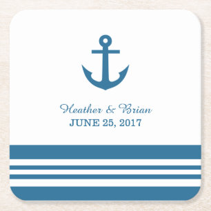 Nautical Anchor Wedding Paper Coasters
