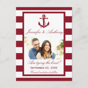 Nautical Anchor Wedding Photo Save The Date Announcement Postcard