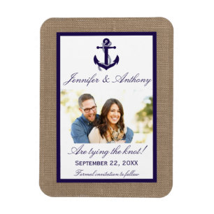 Nautical Anchor Wedding Photo Save The Date Magnet