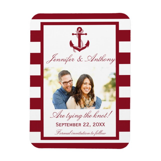 Nautical Anchor Wedding Photo Save The Date Magnet (Vertical)