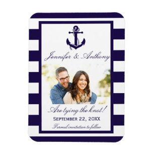 Nautical Anchor Wedding Photo Save The Date Magnet