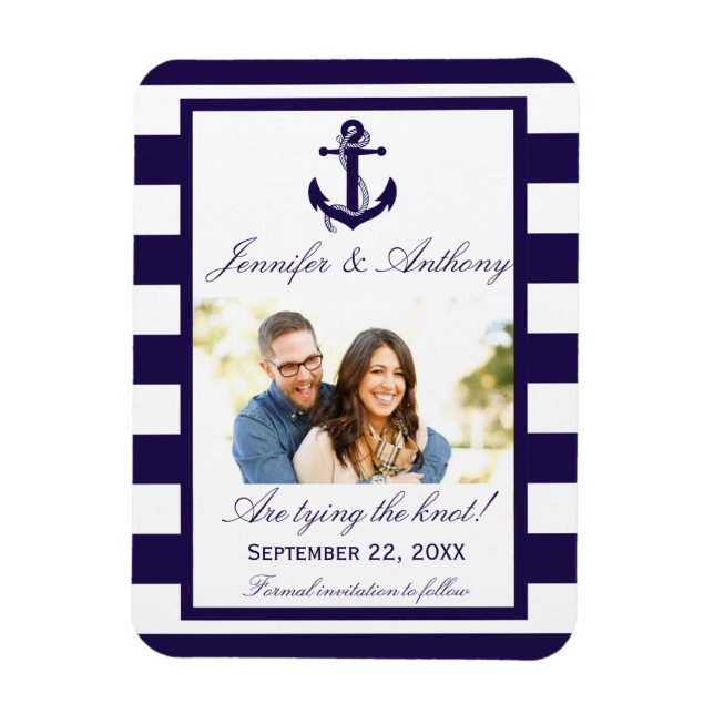 Nautical Anchor Wedding Photo Save The Date Magnet (Vertical)
