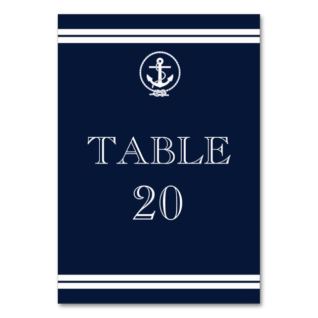 Nautical Anchor Wedding Reception Table Number (Front)