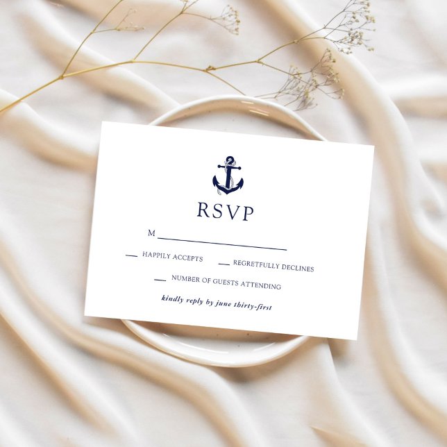 Nautical Anchor Wedding RSVP Card (Creator Uploaded)
