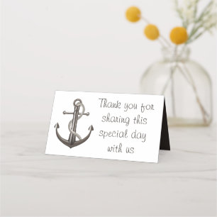 Nautical Anchor Wedding Thank You Brown Escort Place Card