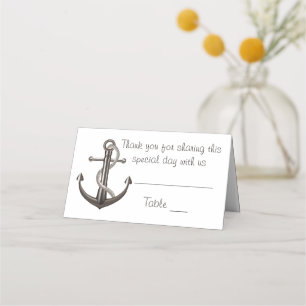 Nautical Anchor Wedding Thank You Grey Escort Place Card
