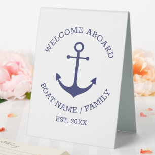 Nautical anchor Welcome Aboard Custom Boat name