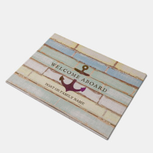 Nautical Anchor WELCOME ABOARD Rustic Boat Name Doormat