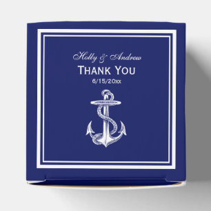 Nautical Anchor White Framed, Navy BG TY Favour Bo Box