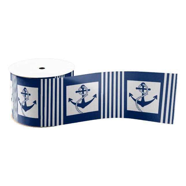 Nautical Anchor with a Rope Grosgrain Ribbon (Spool)
