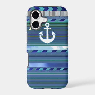 nautical anchor with blue stripes