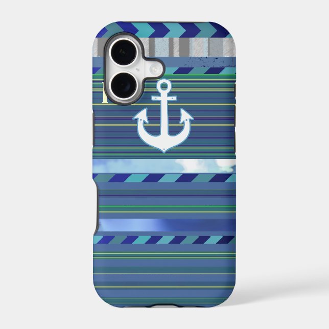 nautical anchor with blue stripes (Back)
