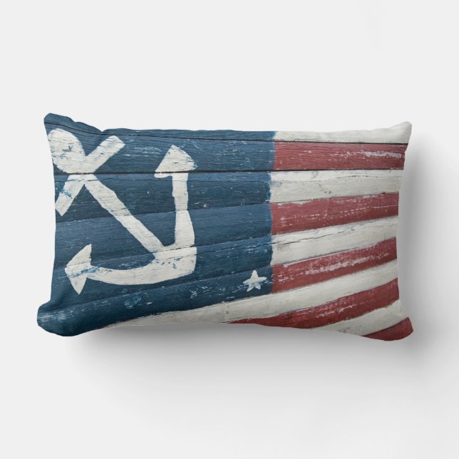 nautical anchor with flag design lumbar cushion (Front)