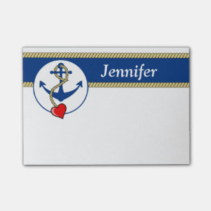 Nautical Anchor With Heart Post-it Notes
