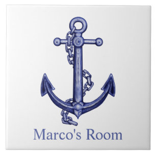 Nautical Anchor WIth Name Ceramic Tile