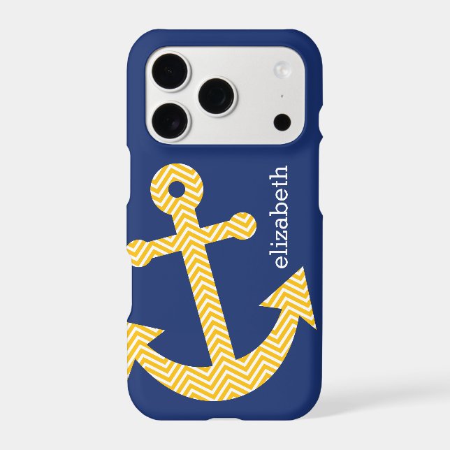 Nautical Anchor with Navy Yellow Chevron Pattern (Back)