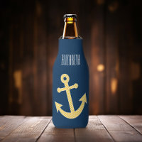 Nautical Anchor with Navy Yellow Chevron Pattern