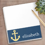 Nautical Anchor with Navy Yellow Chevron Pattern Notepad<br><div class="desc">Trendy and Preppy Patterns - A classic and elegant design with chevrons and an area to add your name or monogram.</div>