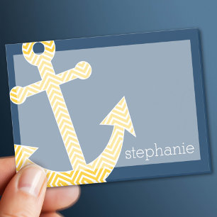 Nautical Anchor with Navy Yellow Chevron Pattern Post-it Notes