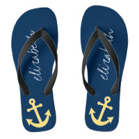 Nautical Anchor with Navy Yellow Chevron Pattern