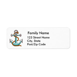Nautical Anchor with Rope Personalised Address Return Address Label