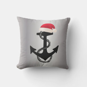 nautical ANCHOR with SANTA HAT   Cushion