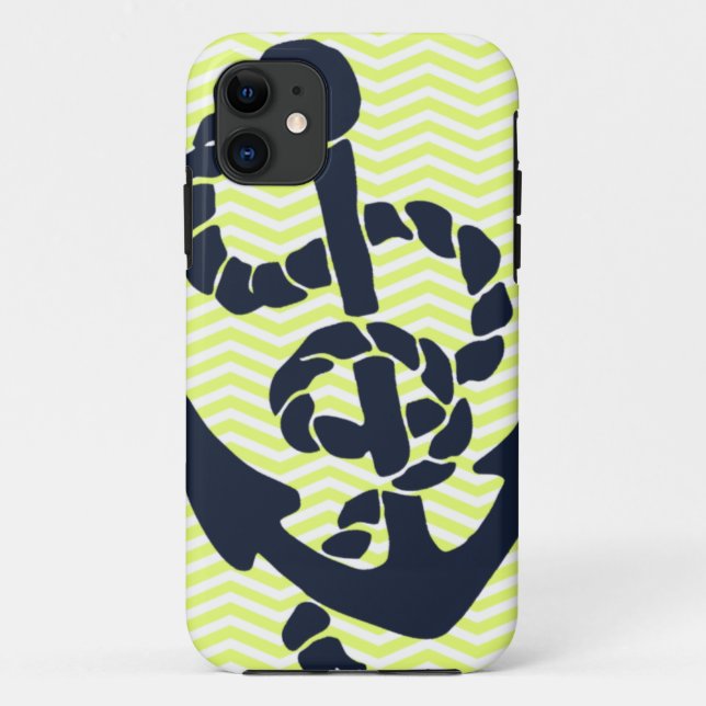 Nautical Anchor Yellow Chevron iphone 5  case (Back)