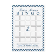 Nautical Anchor Zigzag Baby Shower Bingo Cards