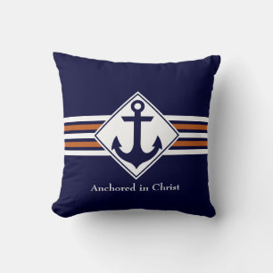 NAUTICAL   Anchored in Christ CUSTOMIZABLE Cushion