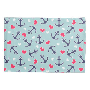Nautical Anchors and Hearts Pattern Pillows Pillowcase