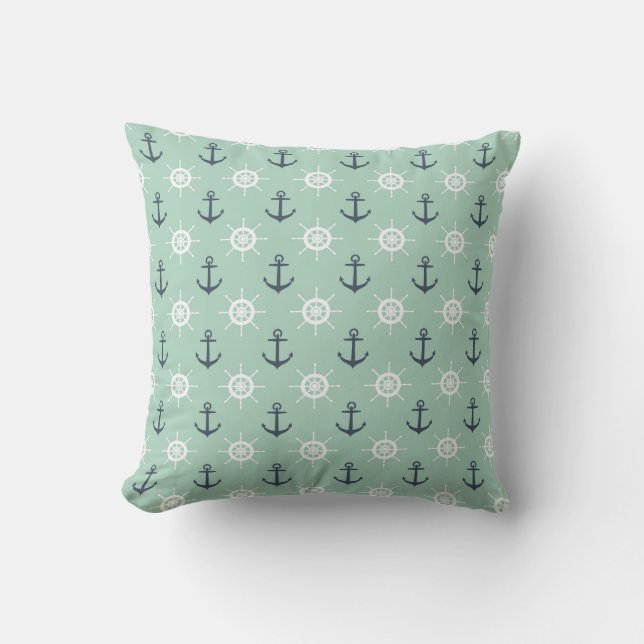 Nautical Anchors and Helms Cushion (Front)