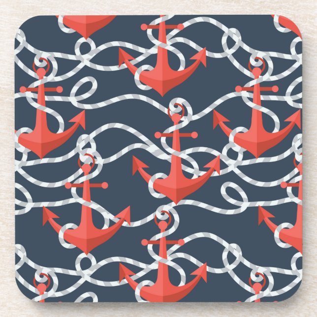 Nautical Anchors And Rope Pattern Coaster (Front)