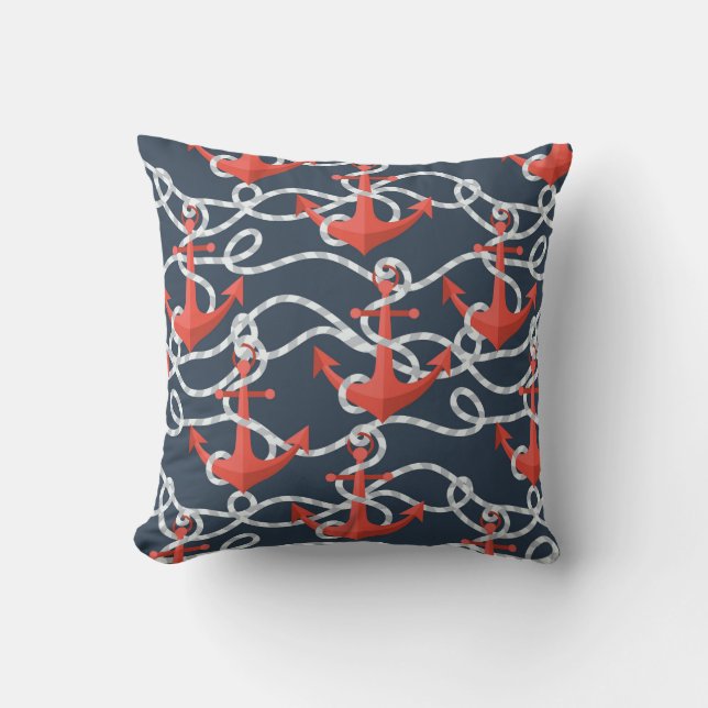 Nautical Anchors And Rope Pattern Cushion (Front)