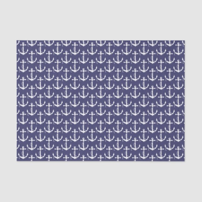 Nautical Anchors Aweigh Navy Tissue Paper (Front)