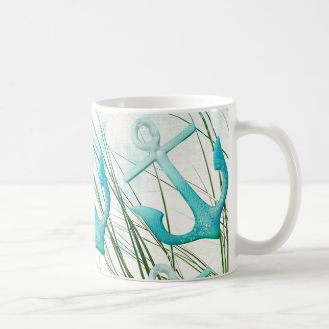 Nautical Anchors Beach Ocean Seaside Coastal Theme Coffee Mug (Right)