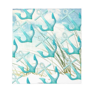 Nautical Anchors Beach Ocean Seaside Coastal Theme Notepad