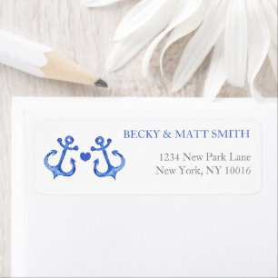 Nautical Anchors & Heart   Return Address Labels