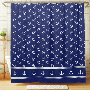 Nautical Anchors on Navy  Shower Curtain