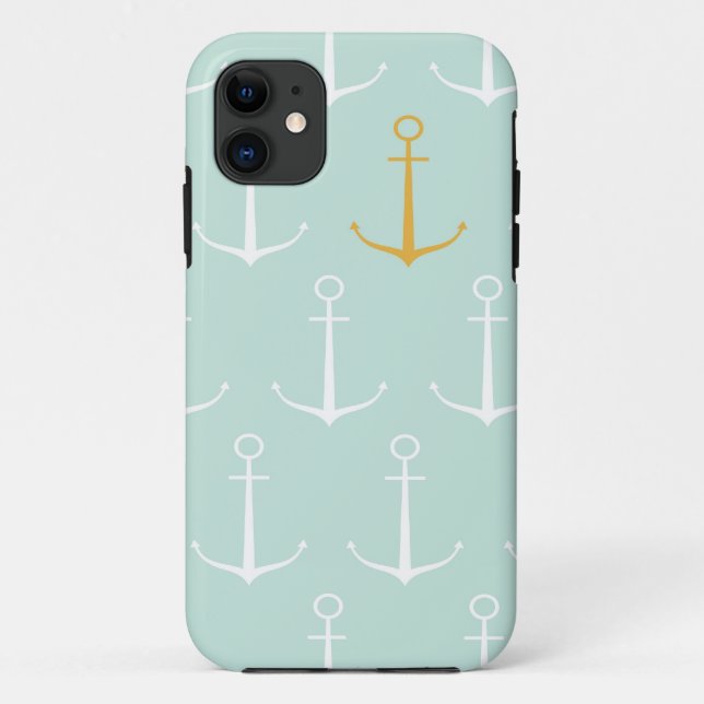 Nautical anchors preppy girly blue anchor pattern Case-Mate iPhone case (Back)
