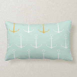 Nautical anchors preppy spring blue anchor pattern lumbar cushion