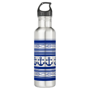 Nautical Anchors Ropes And Stripes 710 Ml Water Bottle