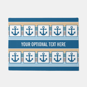 Nautical Anchors & Stripes custom door mats