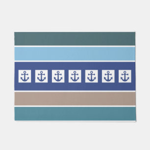 Nautical Anchors & Stripes door mats