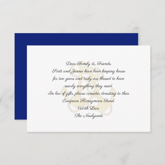 Nautical Anchors Wedding Wishing Well Cards (Front/Back)