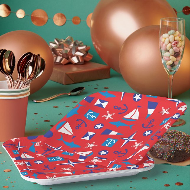 Nautical And Ocean Icons Paper Plate (Creator Uploaded)