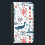 Nautical Animals And Symbols Pattern Samsung Galaxy S5 Wallet Case<br><div class="desc">Cute nautical assorted animals and nautical symbols simple illustration over customisable white background colour.</div>