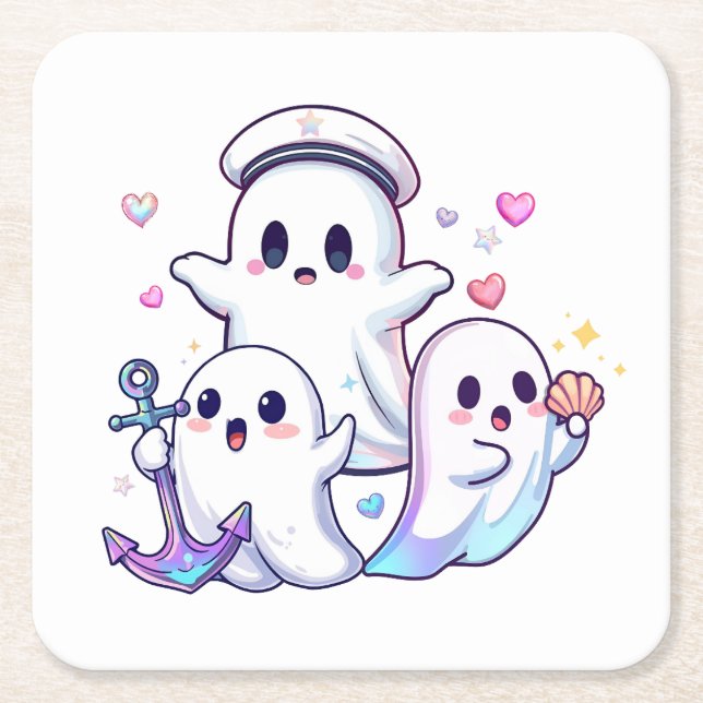 Nautical Apparition Square Paper Coaster (Front)