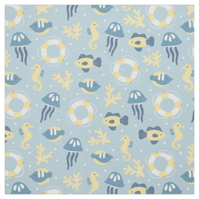 Nautical Aquatic Design Fabric (Swatch)