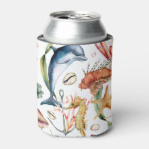Nautical Aquatic Life Pattern / Can Cooler