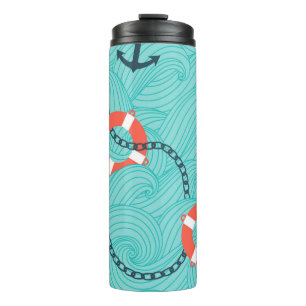 Nautical Attributes Freehand Seamless Pattern Thermal Tumbler